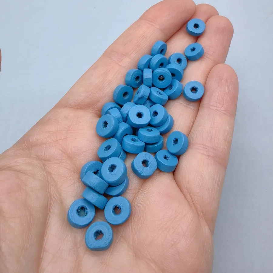 3,5x8mm%20%20Parlak%20Mavi%20Rondela%20Ahşap%20Boncuk