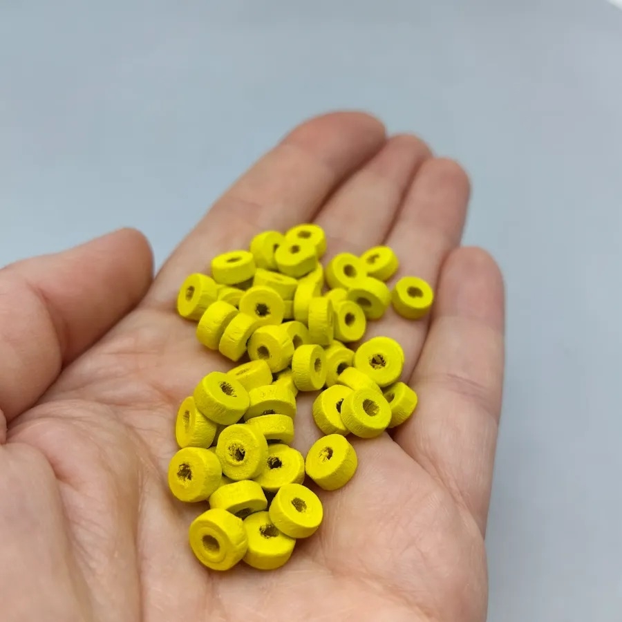 3,5x8mm%20%20Parlak%20Sarı%20Rondela%20Ahşap%20Boncuk