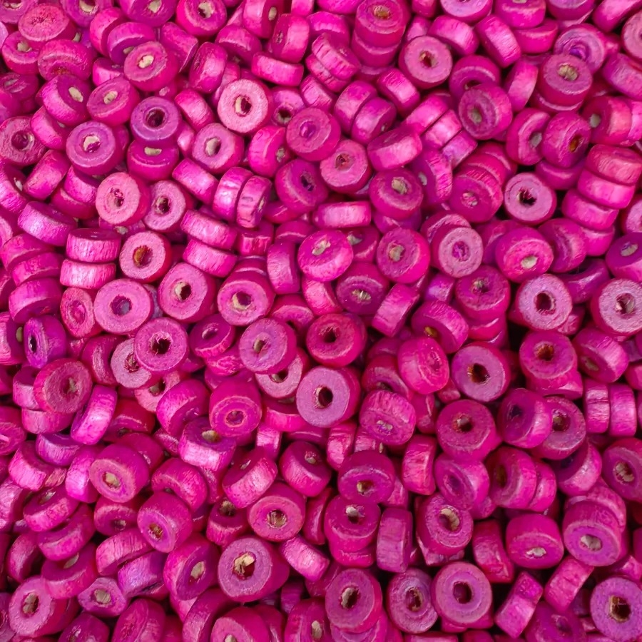 3,5x8mm%20%20Parlak%20Pembe%20Rondela%20Ahşap%20Boncuk