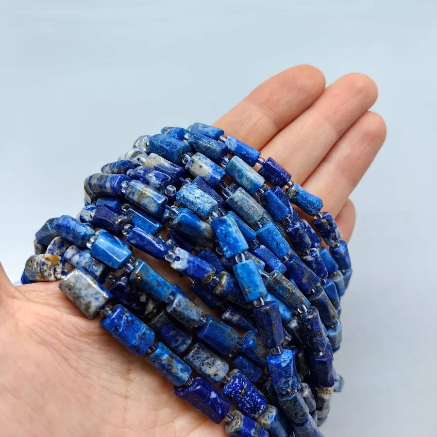 6x10%20mm%20Lapis%20Lazuli%20Boru%20Kesim%20Doğal%20Taş%20Dizi