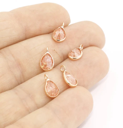 24%20Ayar%20Altın%20Kaplama%20Zirkon%20Taşlı%20Pembe%20Damla%20Charms,%20Damla%20Kolye%20Ucu,