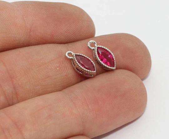 Gümüş%20Kaplama%20Pembe%20Zirkon%20Taşlı%20Damla%20Charms,%20Damla%20Kolye%20Ucu