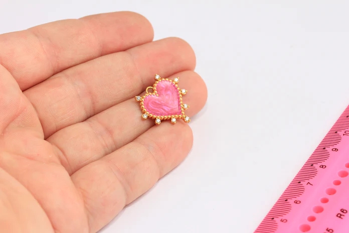 24%20Ayar%20Altın%20Kaplama%20Beyaz%20Zirkon%20Taşlı%20Pembe%20Mineli%20Çiçek%20Charms,%20Çiçek%20Kolye%20Ucu