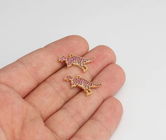 24%20Ayar%20Altın%20Kaplama%20Mor%20Zirkon%20Taşlı%20Parlak%20Dinozor%20Charms,%20Dinozor%20Kolye%20Ucu