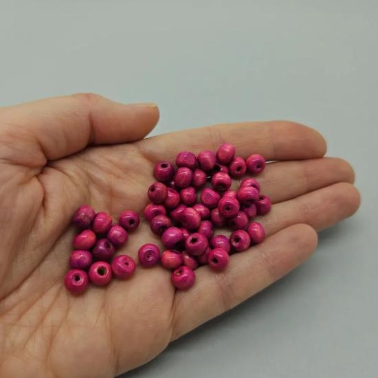 8mm   Pembe Yuvarlak, Top Ahşap Boncuk