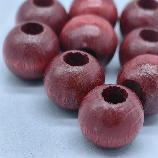 16mm   Bordo Yuvarlak, Top Ahşap Boncuk