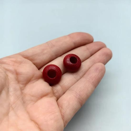 15,50x17,20mm   Bordo Oval Ahşap Boncuk