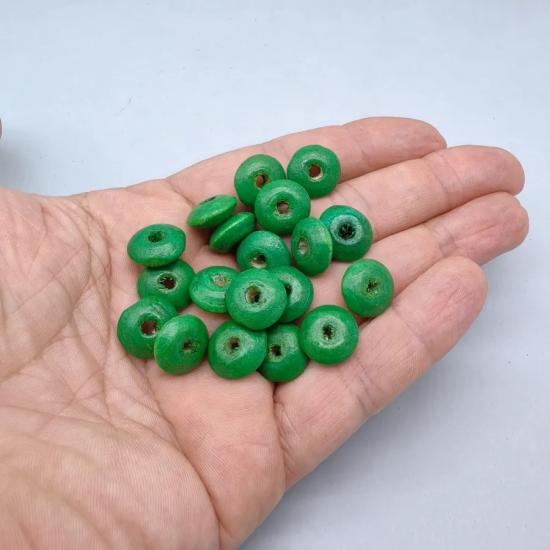 5,5x13,5mm   Yeşil Büyük Ufo Ahşap Boncuk