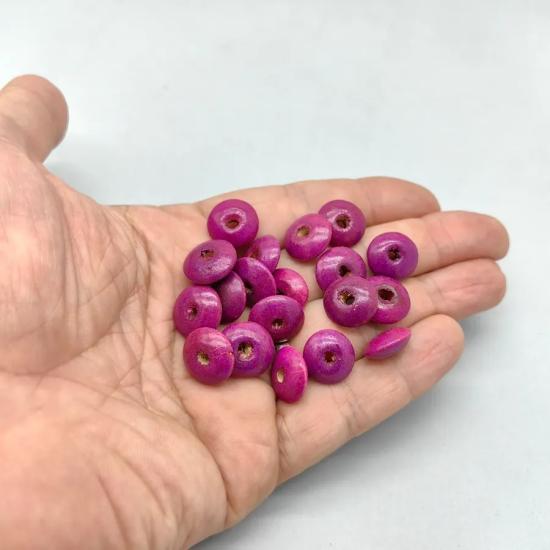 5,5x13,5mm   Pembe Büyük Ufo Ahşap Boncuk