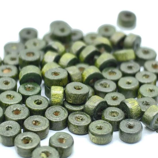 3,5x8mm  ,Yeşil Rondela Ahşap Boncuk