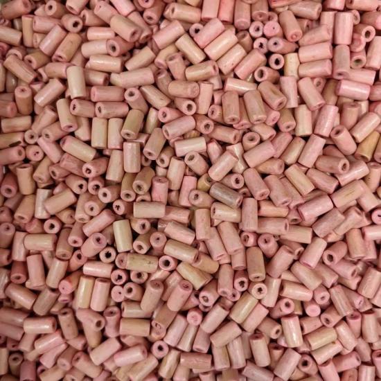 12,5x5,5mm   Toz Pembe Boru Ahşap Boncuk