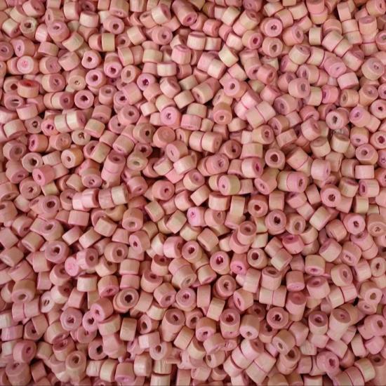 3,10x4,20mm   Açık Pembe Kalın Küçük Rondela Ahşap Boncuk