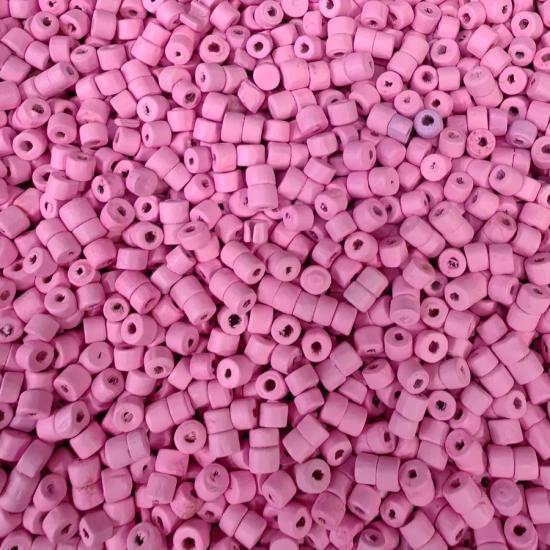 3,10x4,20mm   Açık Pembe Kalın Küçük Rondela Ahşap Boncuk