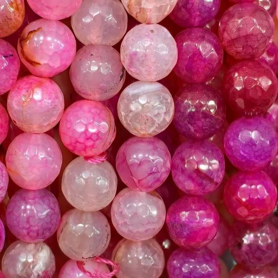 8 mm Fasetli Küre Kesim Pembe Akik Doğal Taş Dizi