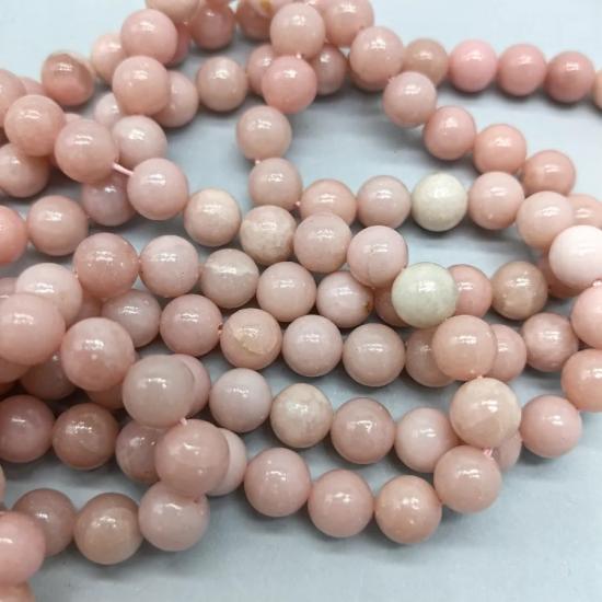 8 mm Pembe Opal Küre Kesim Doğal Taş Dizi