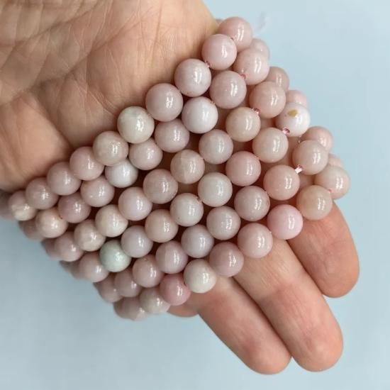 8 mm Pembe Opal Küre Kesim Doğal Taş Dizi