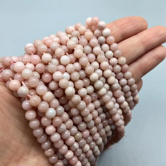 6 mm Pembe Opal Küre Kesim Doğal Taş Dizi