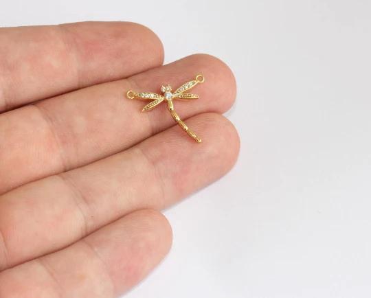 24k Altın Kaplama Beyaz Zirkon Taşlı Yusufcuk Charms,