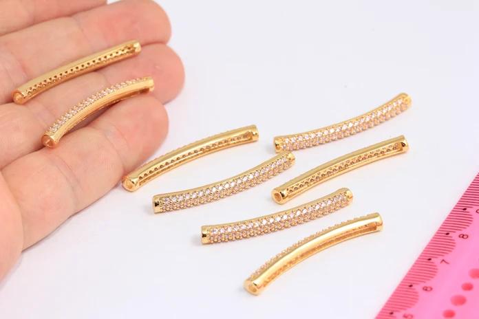 24k Altın Kaplama Beyaz Zirkon Taşlı Boru Bracelet,