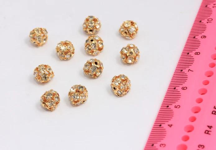 24k Altın Kaplama Beyaz Zirkon Taşlı Top Charms,