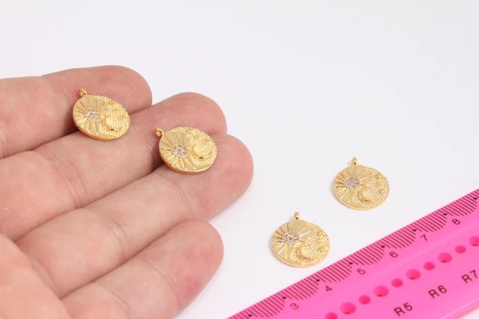 24k Altın Kaplama Pembe Zirkon Taşlı Gün ve Gece Charms,