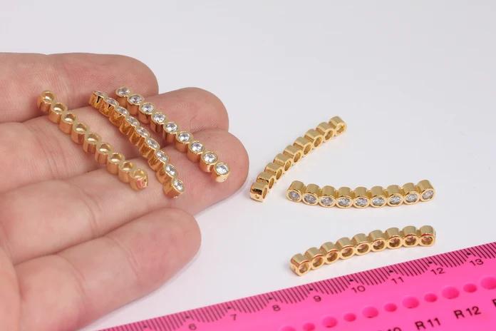 24k Altın Kaplama Beyaz Zirkon Taşlı Çubuk Bracelet,