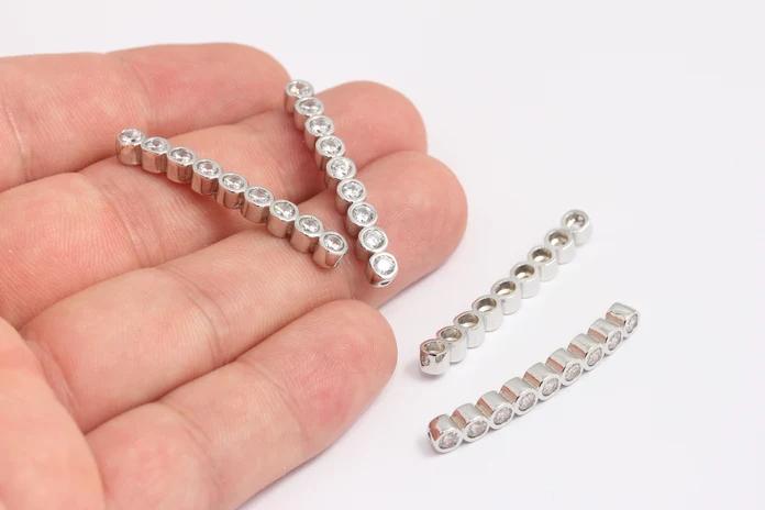 Rodyum Kaplama Beyaz Zirkon Taşlı Çubuk Bracelet,