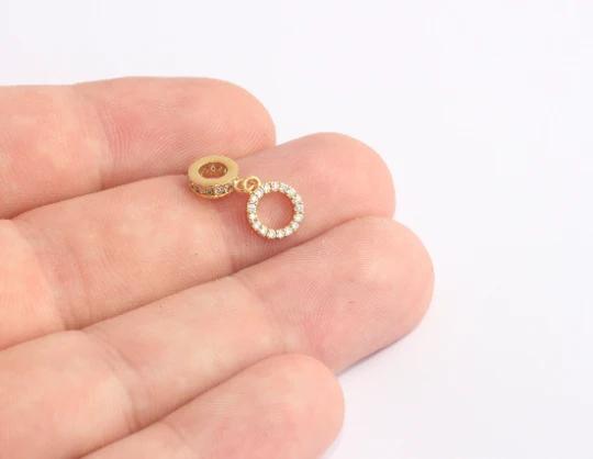 24k Altın Kaplama Beyaz Zirkon Taşlı Halka Sallantı Charms,