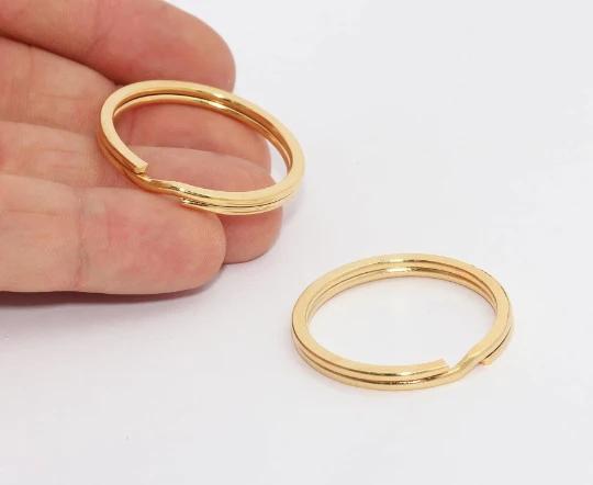 24k Altın Kaplama Yuvarlak  Anahtarlık Halka Rings,