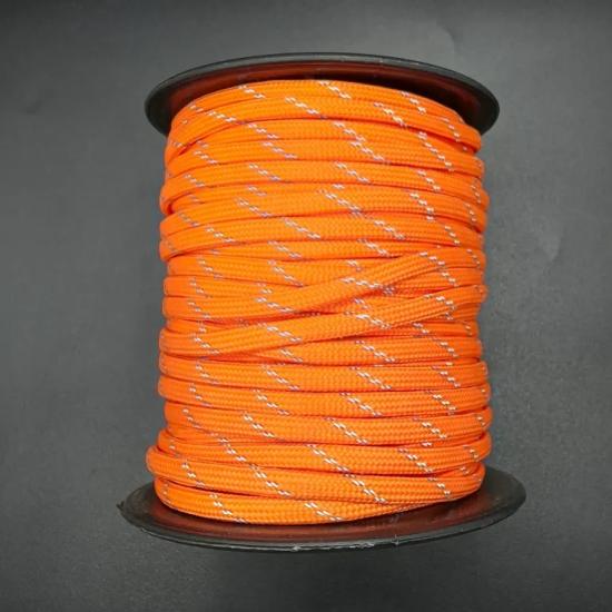 30MT / 4mm Turuncu, Beyaz Şeritli Milano İp, Paracord Bileklik İpi