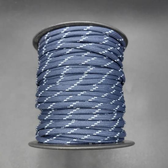 30MT / 4mm Lacivert, Beyaz Şeritli Milano İp, Paracord Bileklik İpi