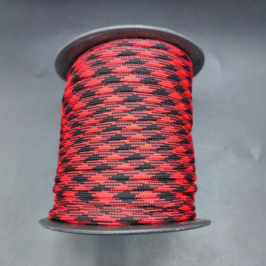 30MT / 4mm Kırmızı, Siyah Desen Milano İp, Paracord Bileklik İpi