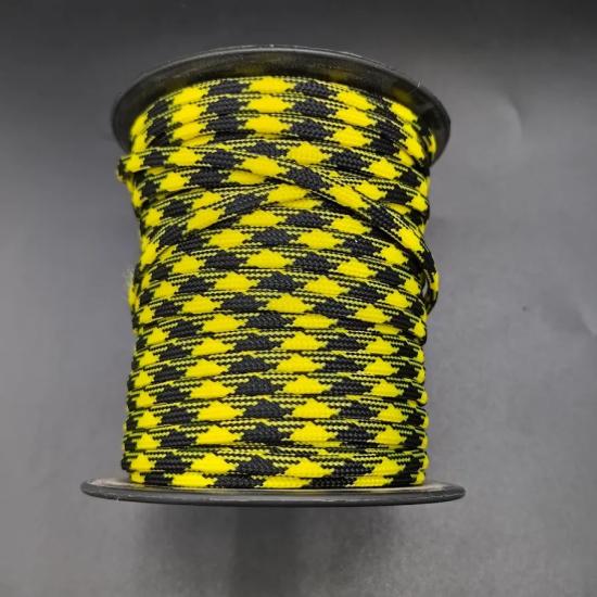 30MT / 4mm Neon Sarı, Siyah Desen Milano İp, Paracord Bileklik İpi