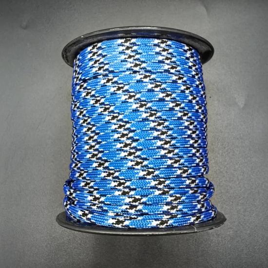 30MT / 4mm Mavi,  Beyaz Siyah Desen Milano İp, Paracord Bileklik İpi